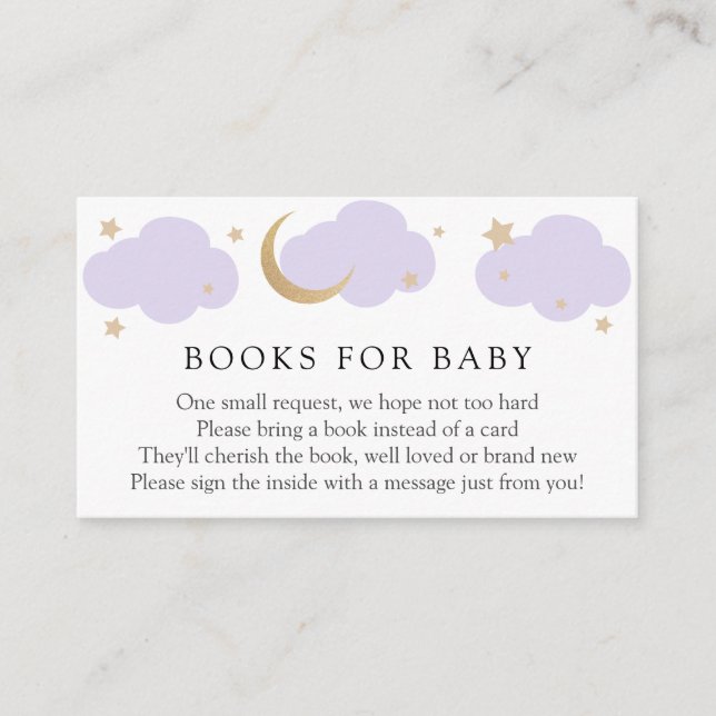 Moon and Stars Purple Books for Baby insert card (Front)