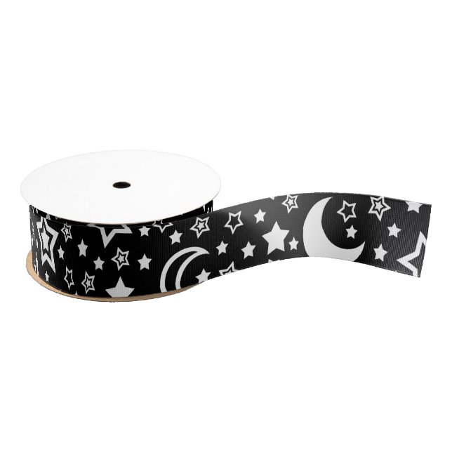 Moon and Stars Ribbon Grosgrain Ribbon (Spool)