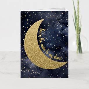 Moon and Stars Romantic Love Foil Greeting Card