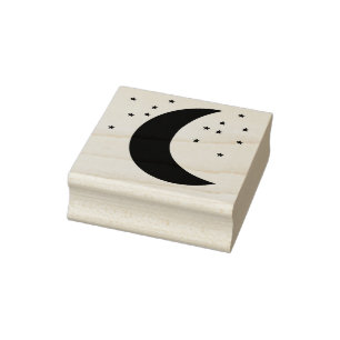 Moon and Stars Rubber Art and Craft Stamp
