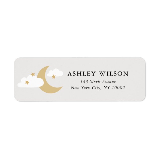 Moon and Stars Script Modern Minimal Gold and Grey (Front)