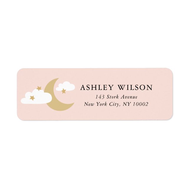 Moon and Stars Script Modern Minimal Gold and Pink (Front)