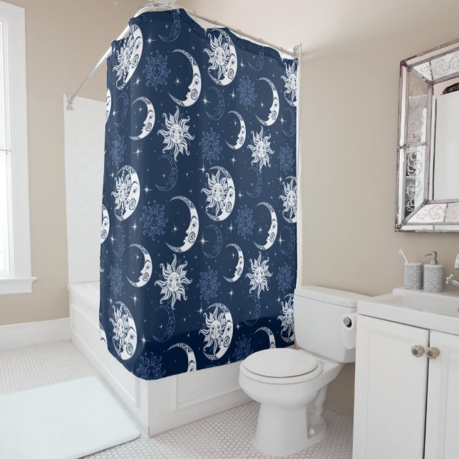 Moon and Stars Shower Curtain (In Situ)
