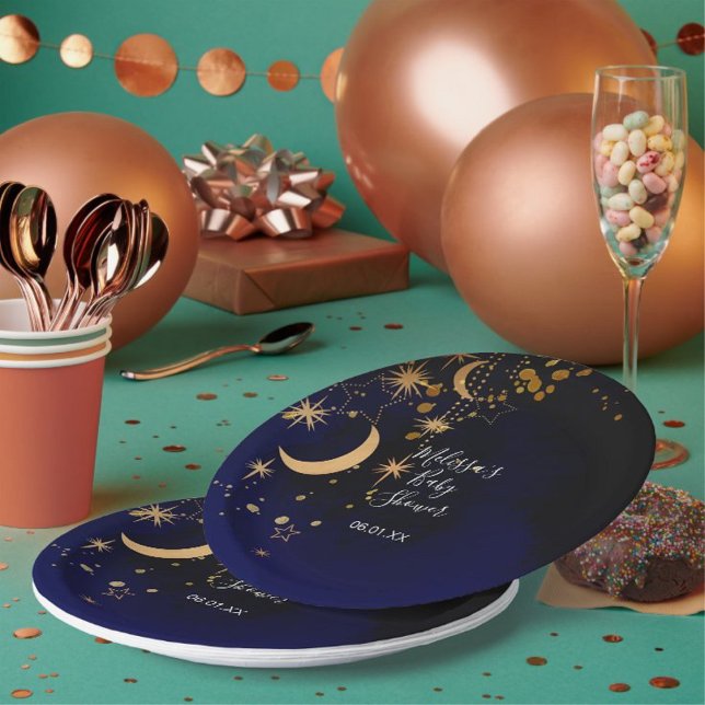 Moon and stars theme round paper plates (Creator Uploaded)
