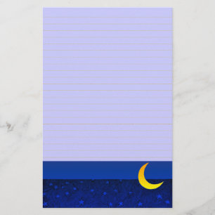 Moon and Stars Vintage Art Lined Stationery