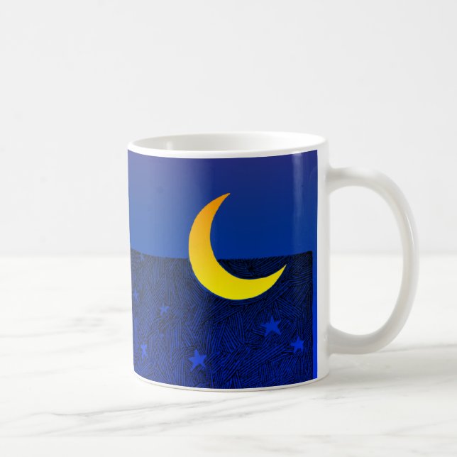 Moon and Stars Vintage Evening Art Coffee Mug (Right)