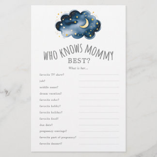 Moon and Stars Who Knows Mummy Best Trivia Game Flyer