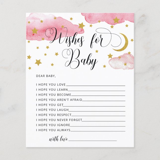 Moon and Stars Wishes for Baby Card (Front)