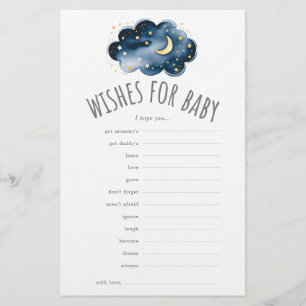 Moon and Stars Wishes for Baby Shower Advice Card