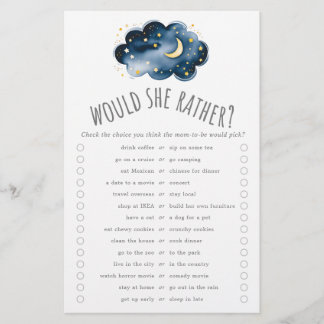 Moon and Stars Would She Rather Trivia Game Flyer