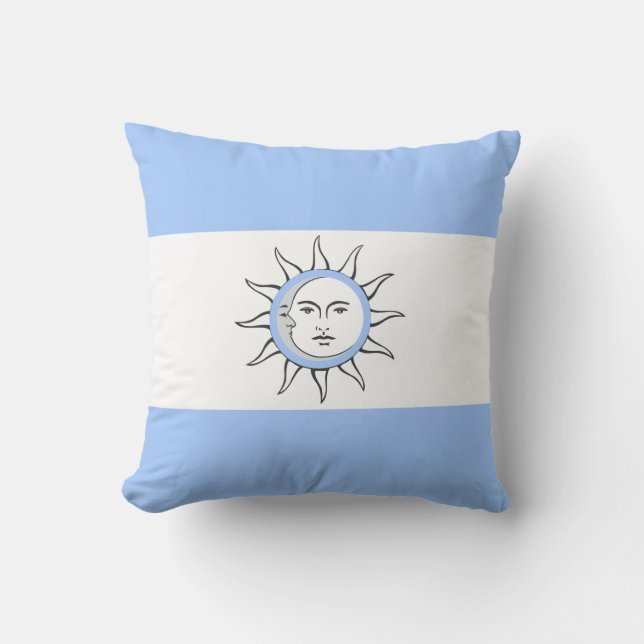 Moon and Sun Conjunction on Light Blue & White Cushion (Front)
