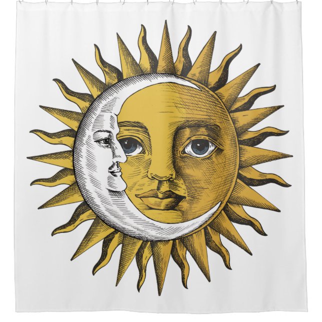  Moon and Sun  - Day and Night  Shower Curtain (Front)