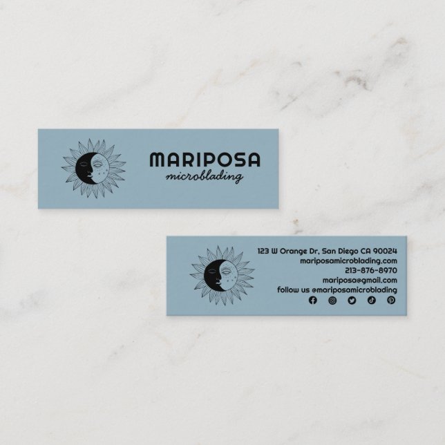 Moon and Sun Elegant Aesthetician Beauty Salon Cut Mini Business Card (Front/Back)