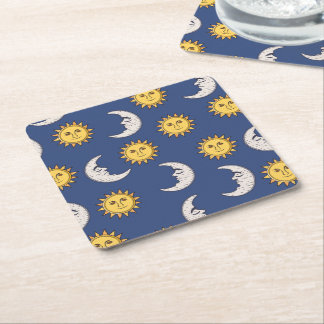 Moon and Sun Square Paper Coaster