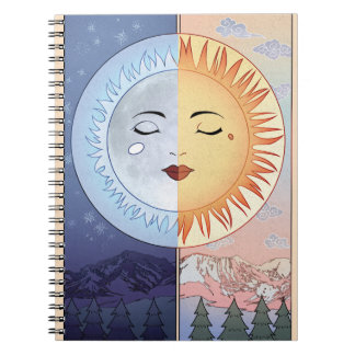 Moon and Sun Vintage style mystery notebook