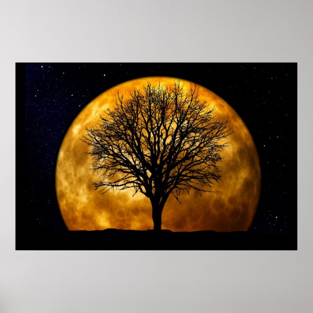 Moon and Tree Poster-Customisable Poster (Front)