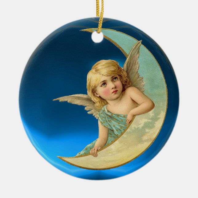 MOON ANGEL CERAMIC TREE DECORATION (Front)