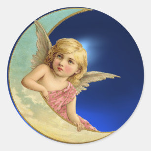 MOON ANGEL CLASSIC ROUND STICKER
