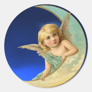 MOON ANGEL CLASSIC ROUND STICKER