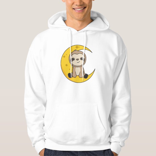 Moon Animal Sloth Cute Animals For Kids Hoodie (Front)