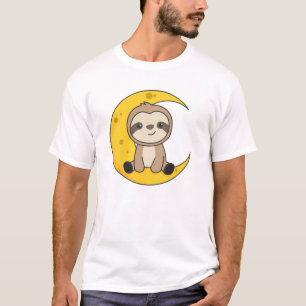 Moon Animal Sloth Cute Animals For Kids T-Shirt