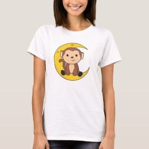 Moon Animals Monkey Sweet Animals Monkey For Kids T-Shirt