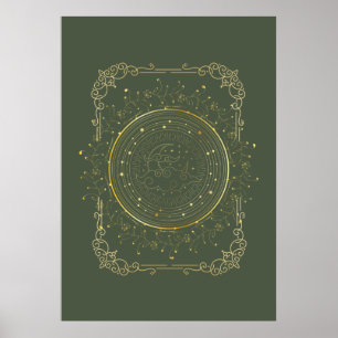 Moon art, decorative moon  poster