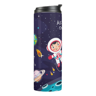 moon astronaut, monogrammed name thermal tumbler
