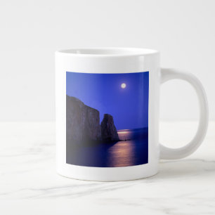 Moon At Dusk   Perce Rock Gaspe Coast Quebec Large Coffee Mug
