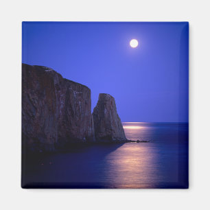 Moon At Dusk Perce Rock Gaspe Coast Quebec Magnet