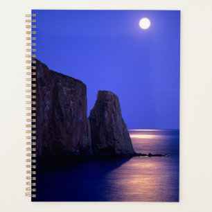 Moon At Dusk   Perce Rock Gaspe Coast Quebec Planner