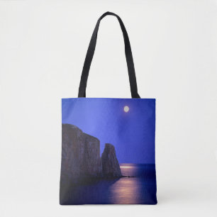 Moon At Dusk Perce Rock Gaspe Coast Quebec Tote Bag