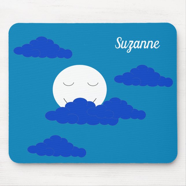 Moon at Early Dusk: Blue Mouse Mat (Front)