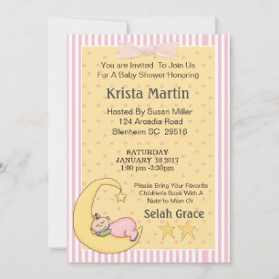 Moon Baby Bring a Book Baby Shower Invitation