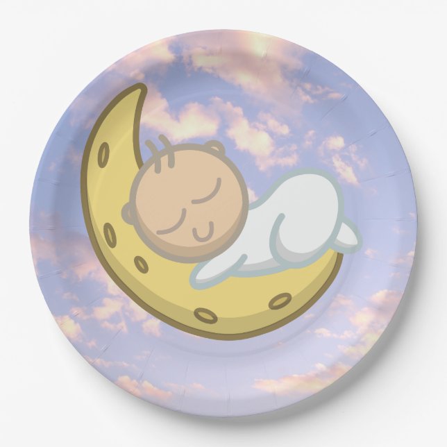 Moon Baby Design Paper Plate (Front)