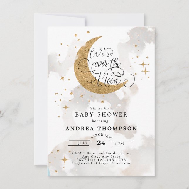Moon Baby Shower Invitation (Front)
