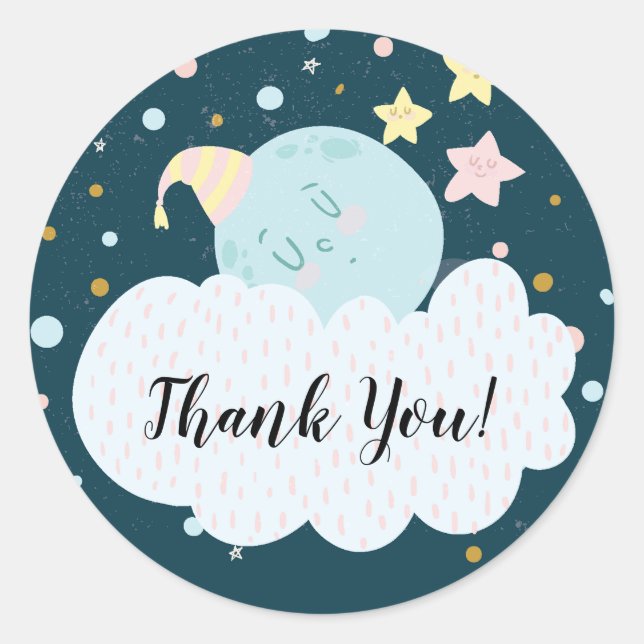 Moon Baby Shower Thank You Favour Sticker (Front)