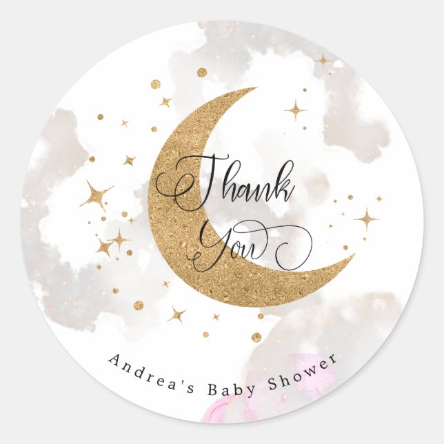 Moon baby shower Thank You Stickers (Front)