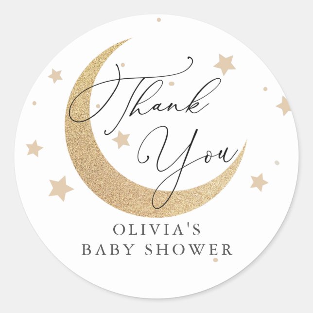 Moon Baby Thank You Classic Round Sticker (Front)