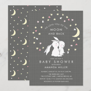 Moon & Back Bunny Baby Shower Invitation