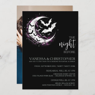 Moon Bats Night Before Wedding Rehearsal Invitation