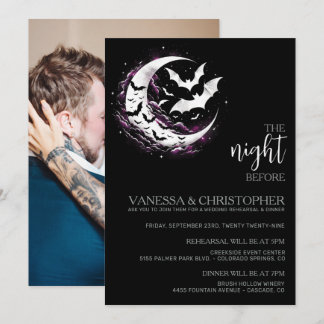 Moon Bats Night Before Wedding Rehearsal Invitation