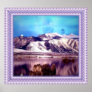 Moon behind Montains Poster