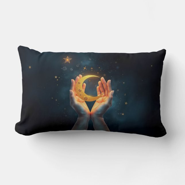 Moon Between Hands Lumbar Cushion (Front)