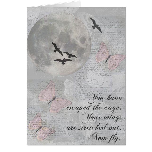 Moon Birds Fly Escape Rumi Card (Front)