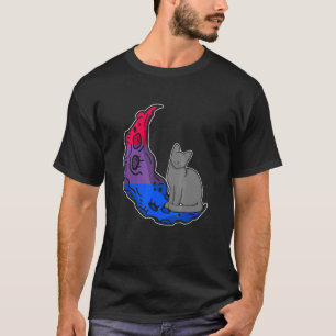 Moon Bisexual Flag Cat LGBTQ Safe Space Gay Pride T-Shirt