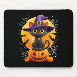 Moon Black Cat Witch Pumpkin Halloween Costumes Mouse Mat