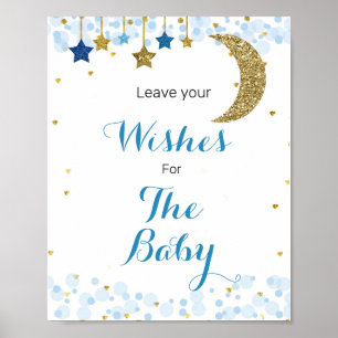 Moon blue Baby Shower Wishes for Baby Sign