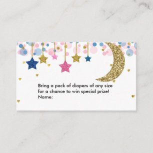 Moon Blue Pink Diaper Raffle Enclosure Card