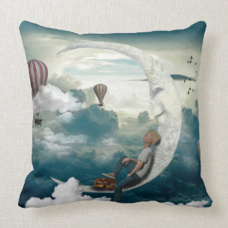 Moon Boy Air Balloons Fantasy Art Cushion